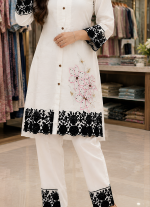 Elegant White Embroidered Co-Ord Set