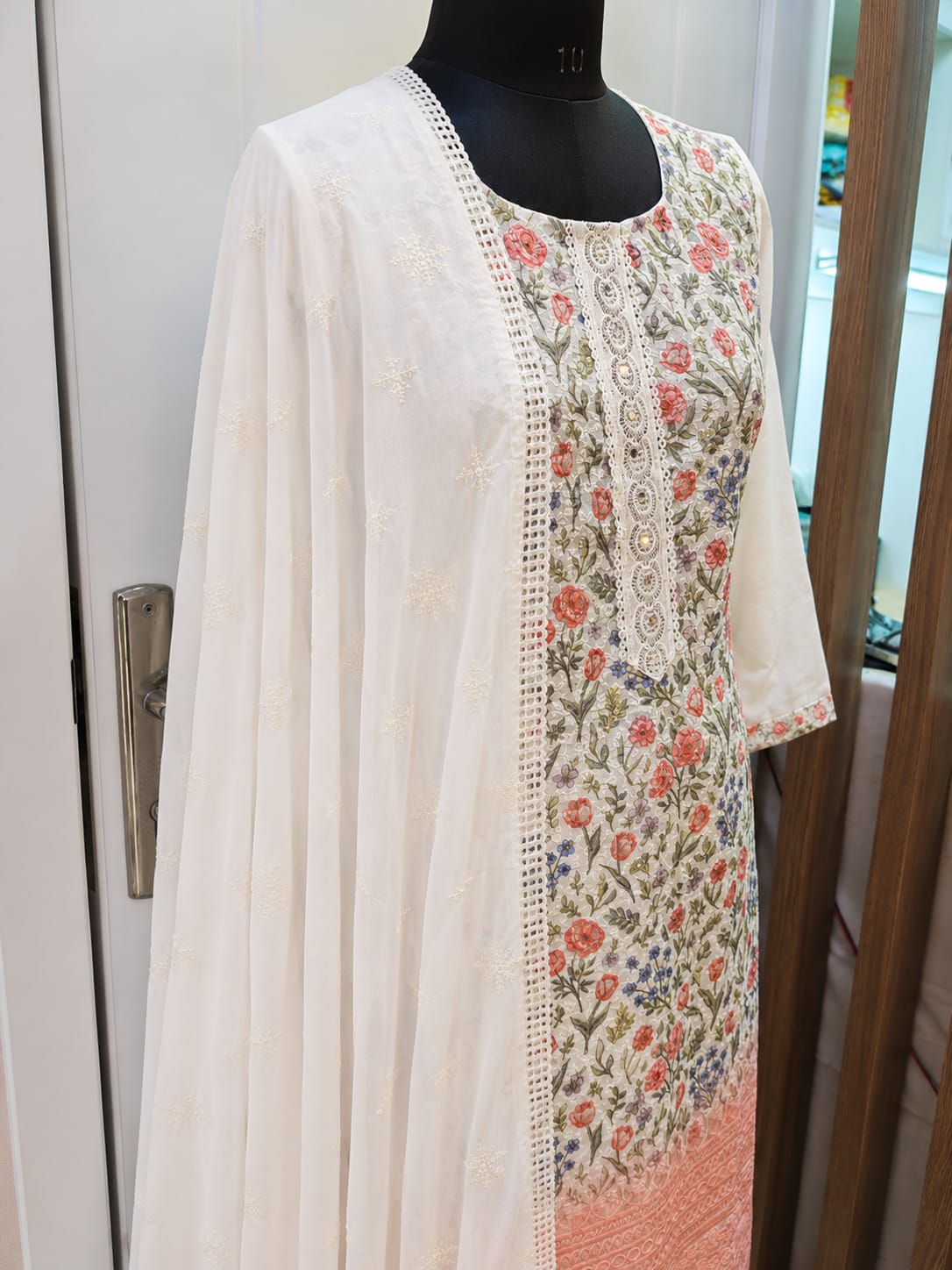 White Floral Printed 3-Piece Suit Set - Image 2