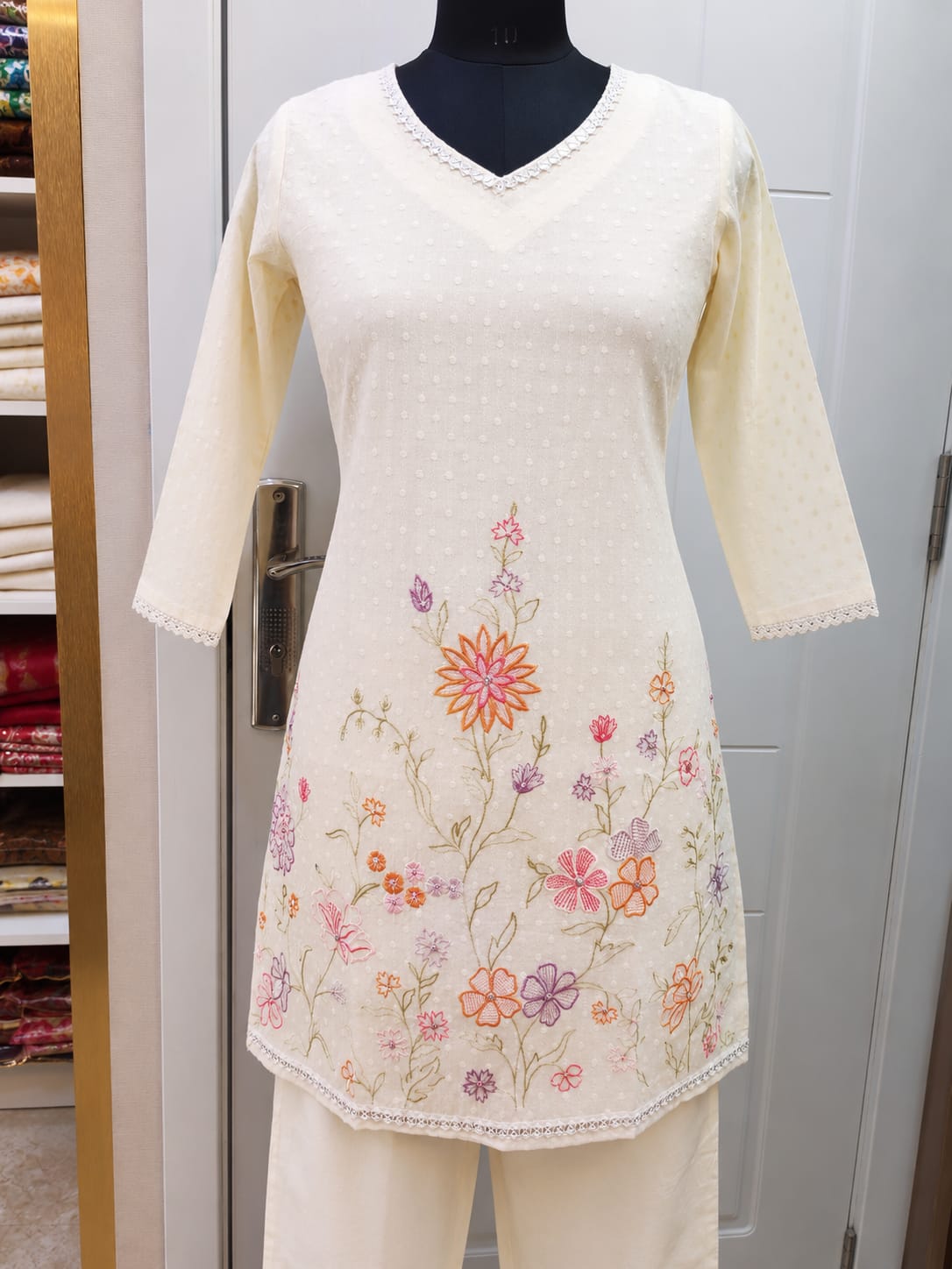 White Floral Embroidered Co-Ord Set - Image 4